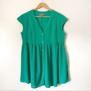 Anthropologie Vanessa Virginia Green Button gauze tunic XS